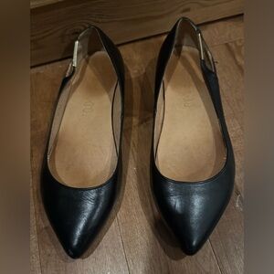 Aldo leather pointed Ballet Flats open cut out metal office party Y2K black 7